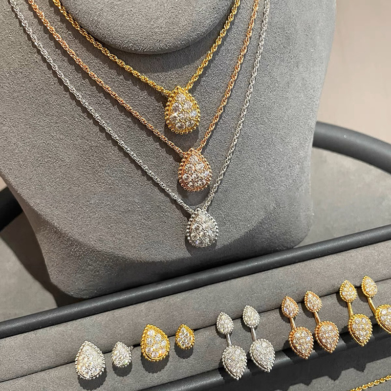 7g Weight Jewelry Set Classification cable chain Chain Type Jewelry Set Quantity Family Gathering, Date Occasion Copper Material Water Droplets Pattern All Seasons Season Women's Gender Plating Design Elegant, Retro Style Wholesale Jewelry Elegant Retro Water Droplets Copper Plating Jewelry Set Cable Chain 1