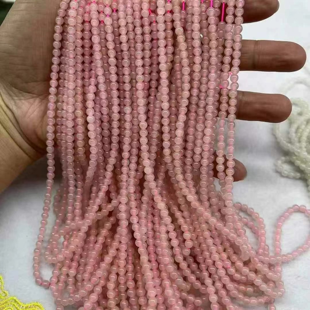 (2개) 공장 도매 천연 HETIAN 옥 칭하이 소재 연근 전분 색 4MM 구슬 DIY 둥근 구슬 작은 쌀 구슬 구슬 구슬
