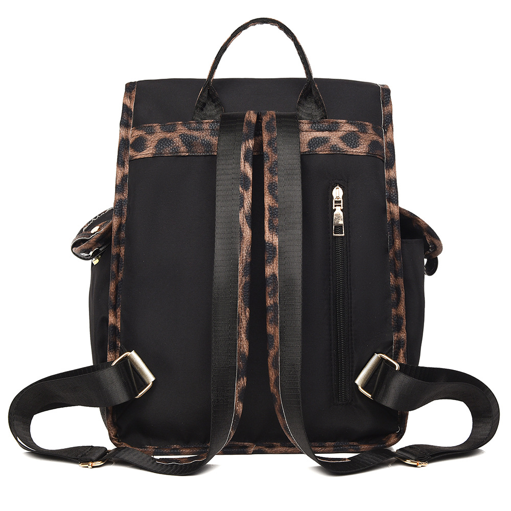 Amazon nueva mochila de tela Oxford para mujer casual moda estampado de leopardo contraste color antirrobo mochila para computadora de gran capacidad