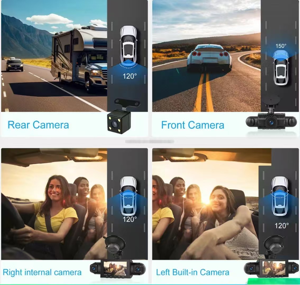 360 Panoramic Driving Camera Recorder Hd Night Vision 4-Way Camera Wifi Sentry Mode Reversing Image