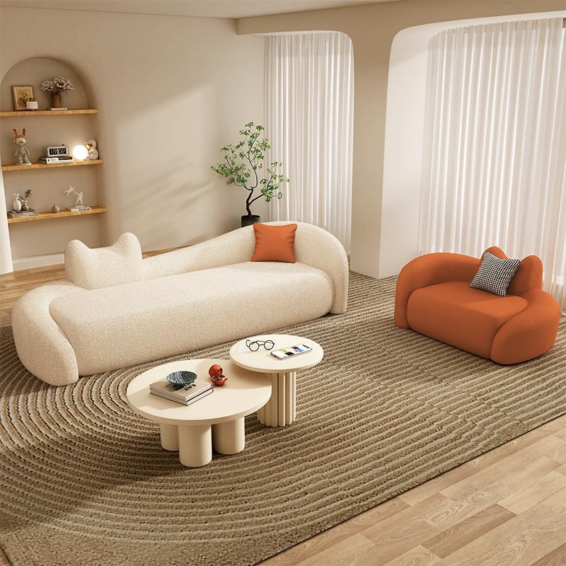 奶油风云朵布艺沙发小户型网红款弧形创意美容院休息区接待沙发