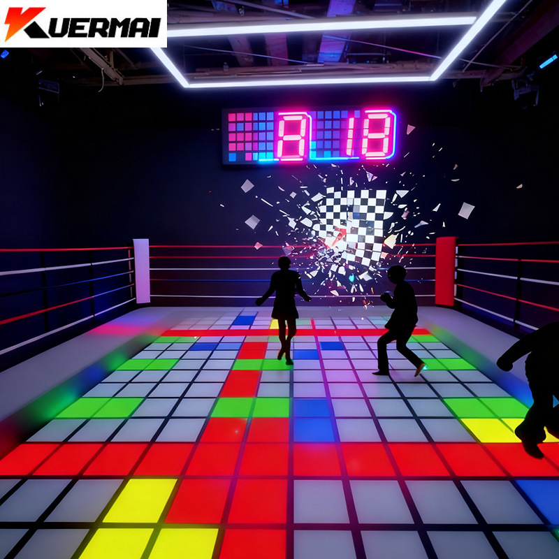 Trendy Dynamic Grid Game Led Light-Up Cube Indoor Jumping Challenge Foot-Sensing Gravity Floor Tile Light Sensor