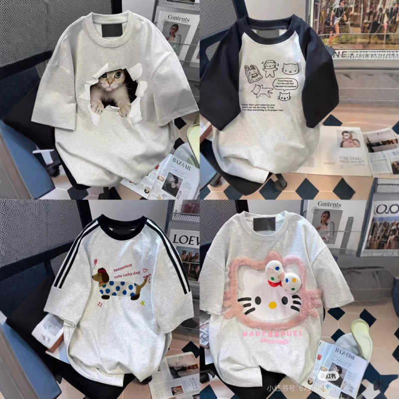 レディース Tシャツ半袖レディーストップスルーズ 2025 夏新デザイン純綿婦人服夏ハイエンド卸売雑貨|undefined