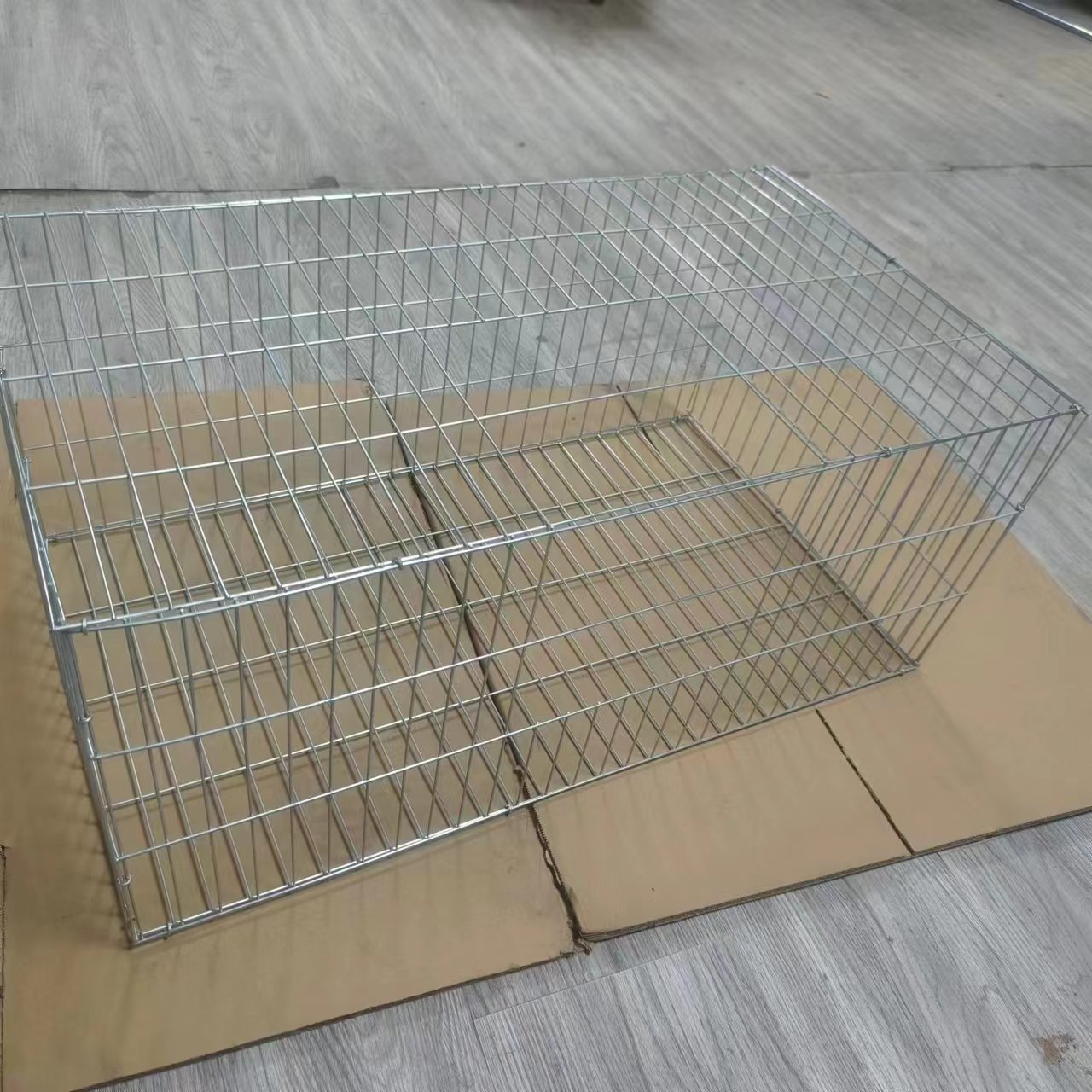 Jaula para Mascotas de Doble Puerta de Hierro para Interior