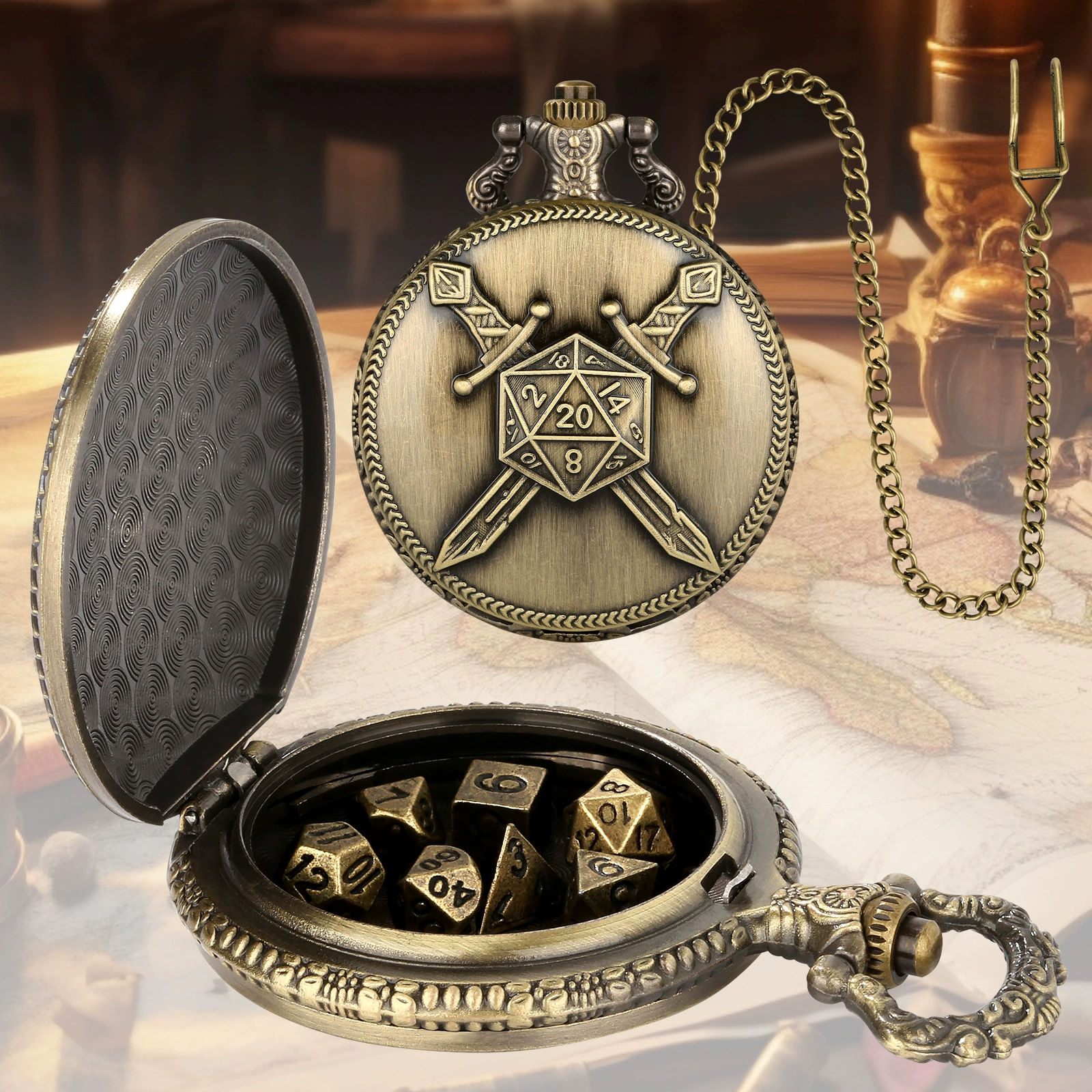 Кости (игральные), аксессуар, карманные часы, ретро объемный корпус