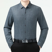 高档山羊绒衬衫男士长袖加厚保暖柔软商务休闲中年羊毛衬衣爸爸装