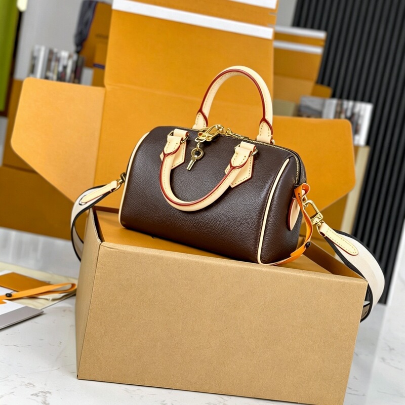(Guangzhou Cross-Border Top-Grain Leather) New Speedy Soft 25 Dark Boston Handbag, M&LV Shoulder Bag (Guangzhou Cross-Border Top-Grain Leather) New Speedy Soft 25 Dark Boston Handbag, M&LV Shoulder Bag