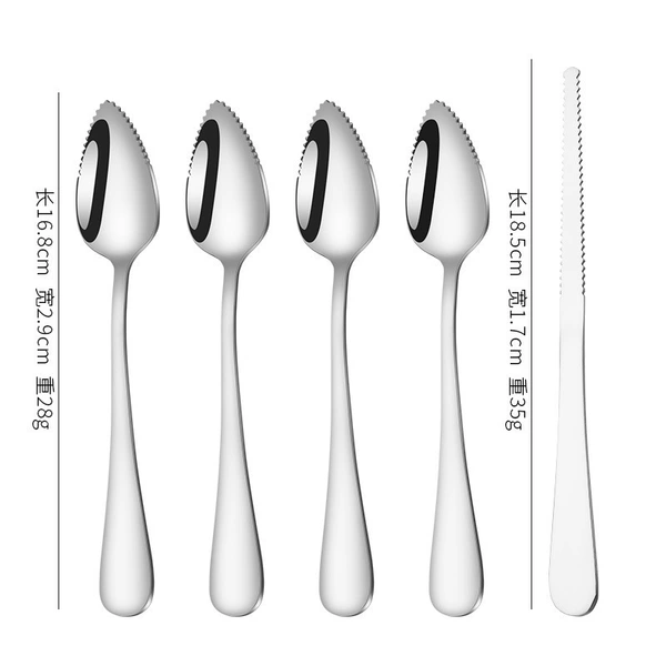 Silver [4 grapefruit spoons + 1 grapefruit knife]