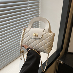 高級感菱格手提小方包包女2024新款時尚單肩包跨境外貿百搭斜挎包