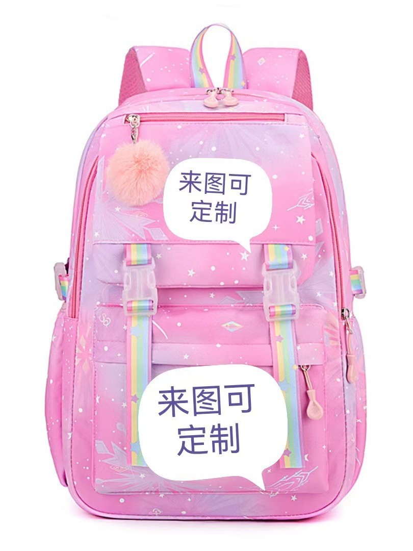 Nueva mochila escolar para estudiantes, mochila de gran capacidad para estudiantes de primaria y secundaria, impresión de dibujos animados, mochila ligera de ocio arcoíris