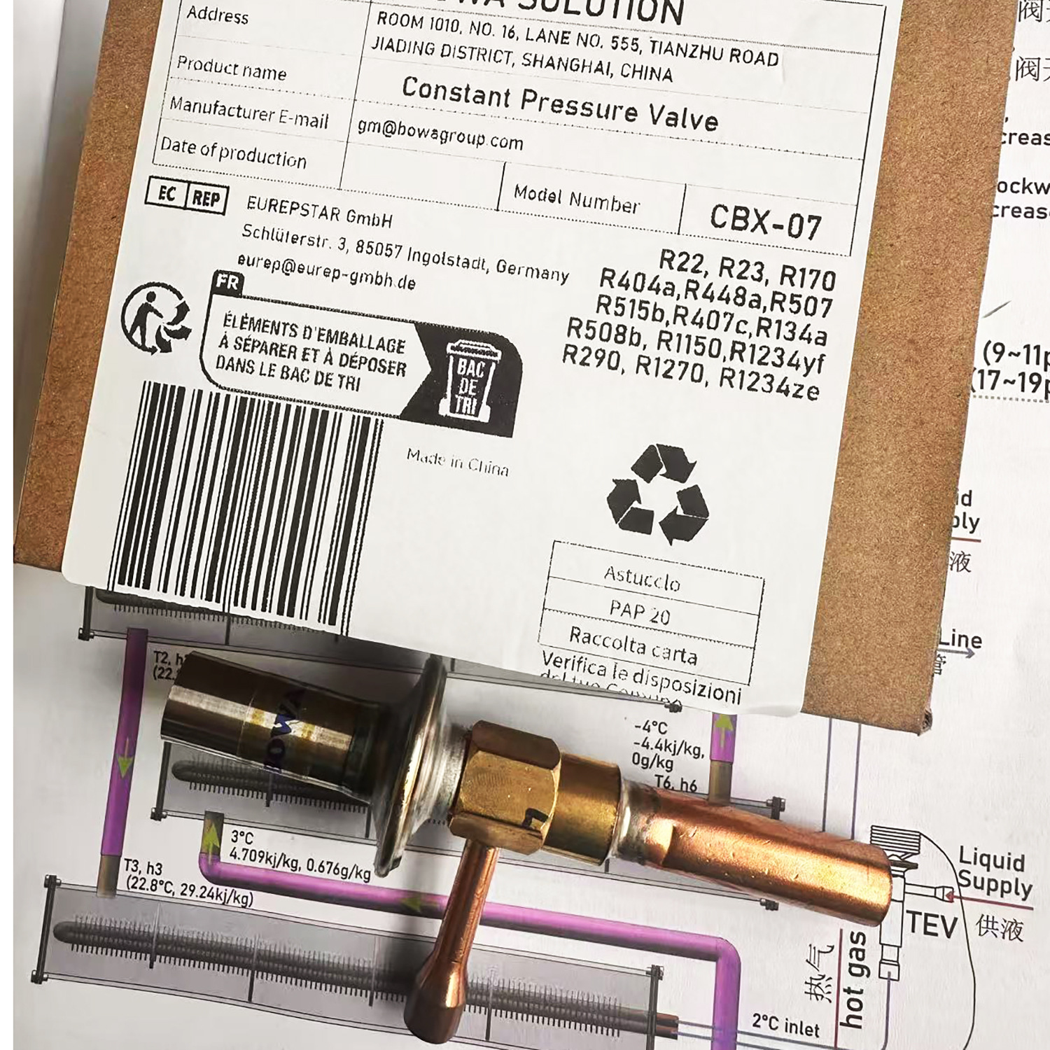 CBX7工艺空调用热气旁通阀实现蒸发压力和温度恒定来控制露点湿度