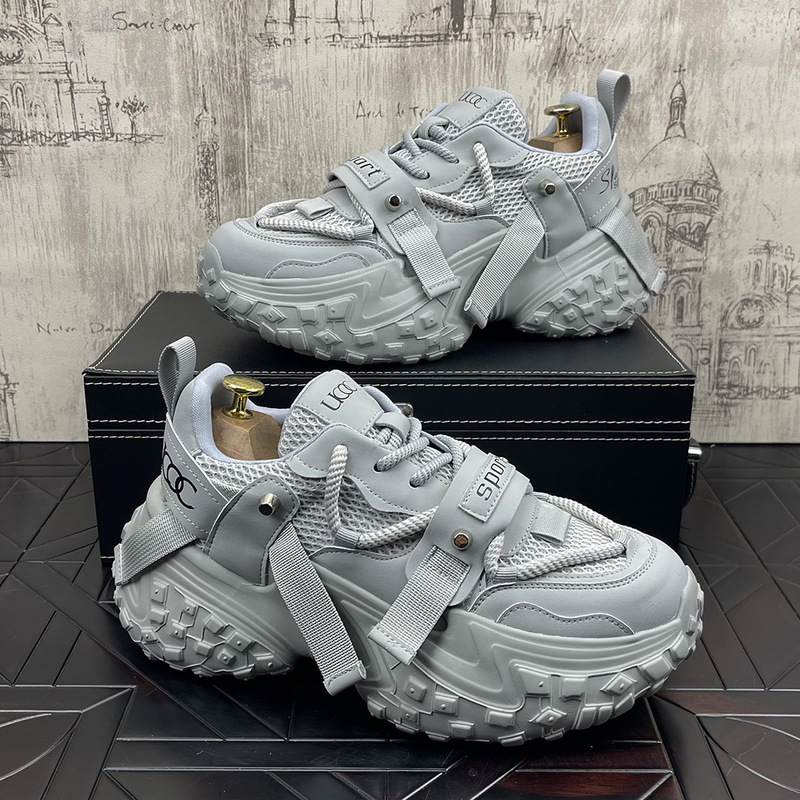 Niche Design Trendy Dad Shoes 2026 Autumn New Thick-Soled Trendy Men's Shoes Mesh Breathable Height-Increasing Sneakers Niche Design Trendy Dad Shoes 2026 Autumn New Thick-Soled Trendy Men's Shoes Mesh Breathable Height-Increasing Sneakers