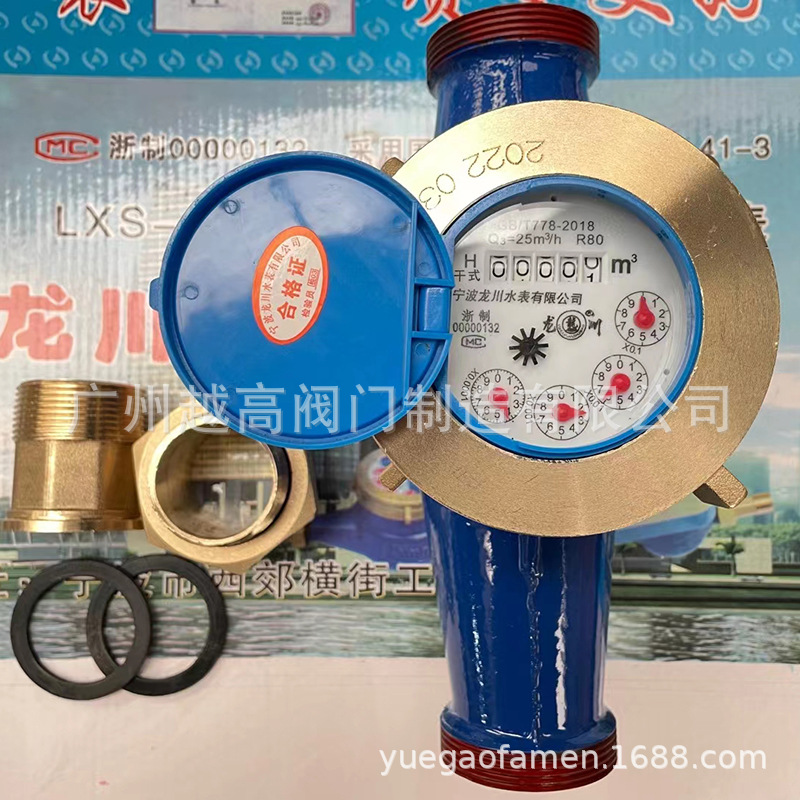 宁波龙川仪表 4分6分法兰冷水表 旋翼式LXS自来水水表全铜表盘E型
