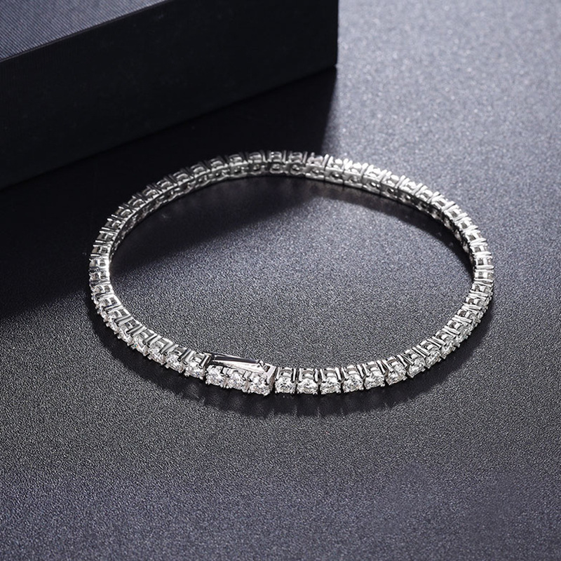 Hidden buckle full diamond moissanite bracelet for men and women couples S925 sterling silver flash simple fashion light luxury temperament tennis chain