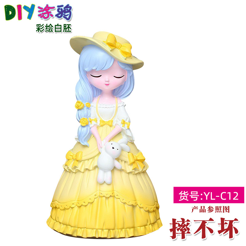 Gran vinilo yeso muñeca embrión blanco al por mayor puntada alcancía gran puntada artesanal DIY colorear blanco