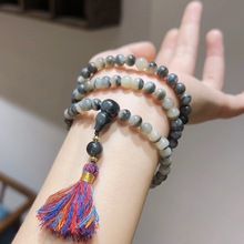 和田玉糖青花籽料卡8mmDIY设计款搭配葫芦10mm青花圆珠多圈手链