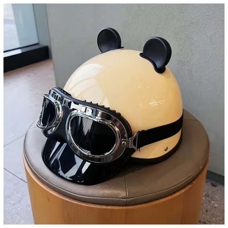 Suitable for Retro Helmets, 3C Certified, Personalized Men's and Women's Electric Vehicle Half Helmets, Universal for All Seasons, Summer Sun Protection and Safety
