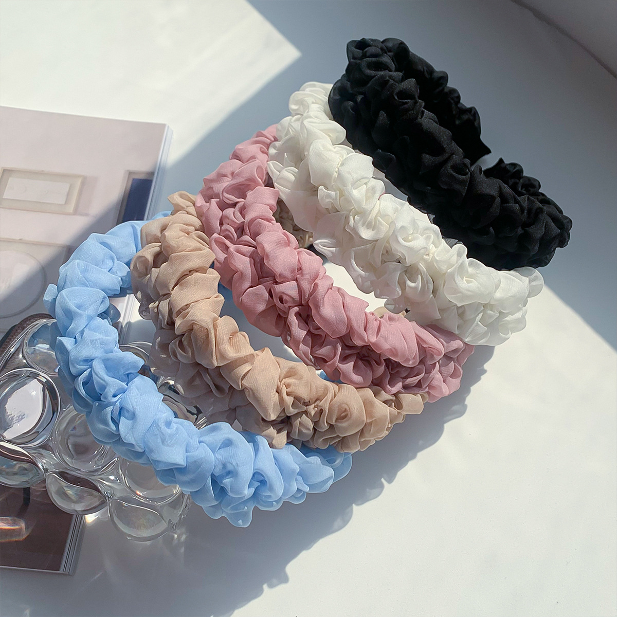 Serre-tête plissé en maille style mode accessoire cheveux_voghion.com