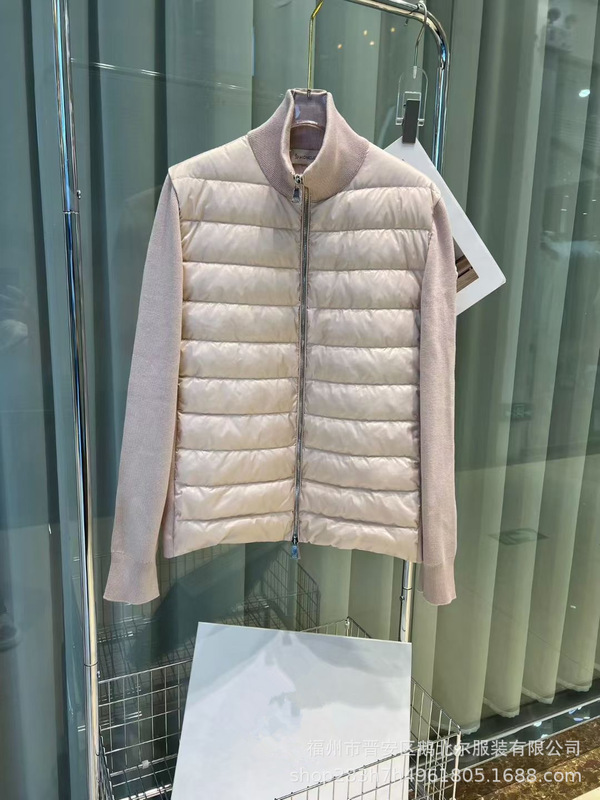 莆田高版本新款羊毛衫针织立领羽绒服女士羊毛拼接拉链开衫外套潮|undefined