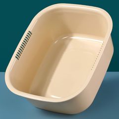 プラスチックの長方形のたらいを厚くして野菜を洗って台所のトイレを洗って洗面して洗濯します。