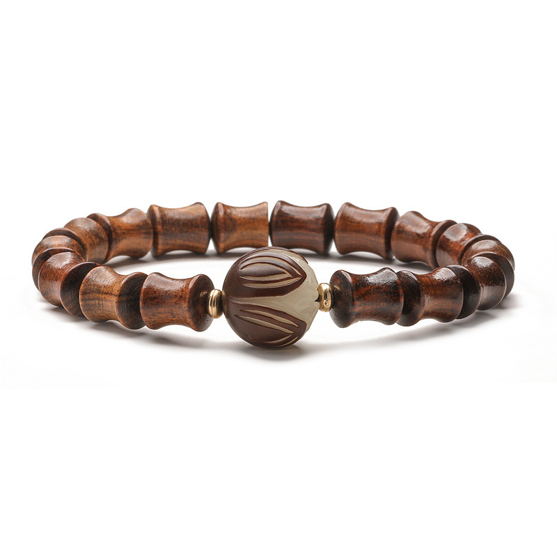 Nuevo estilo chino natural de madera negra pulsera de cuentas de bambú de Buda pulsera de cuentas de alta elevación pulsera de cuentas de mujeres ins estilo nicho lujoso