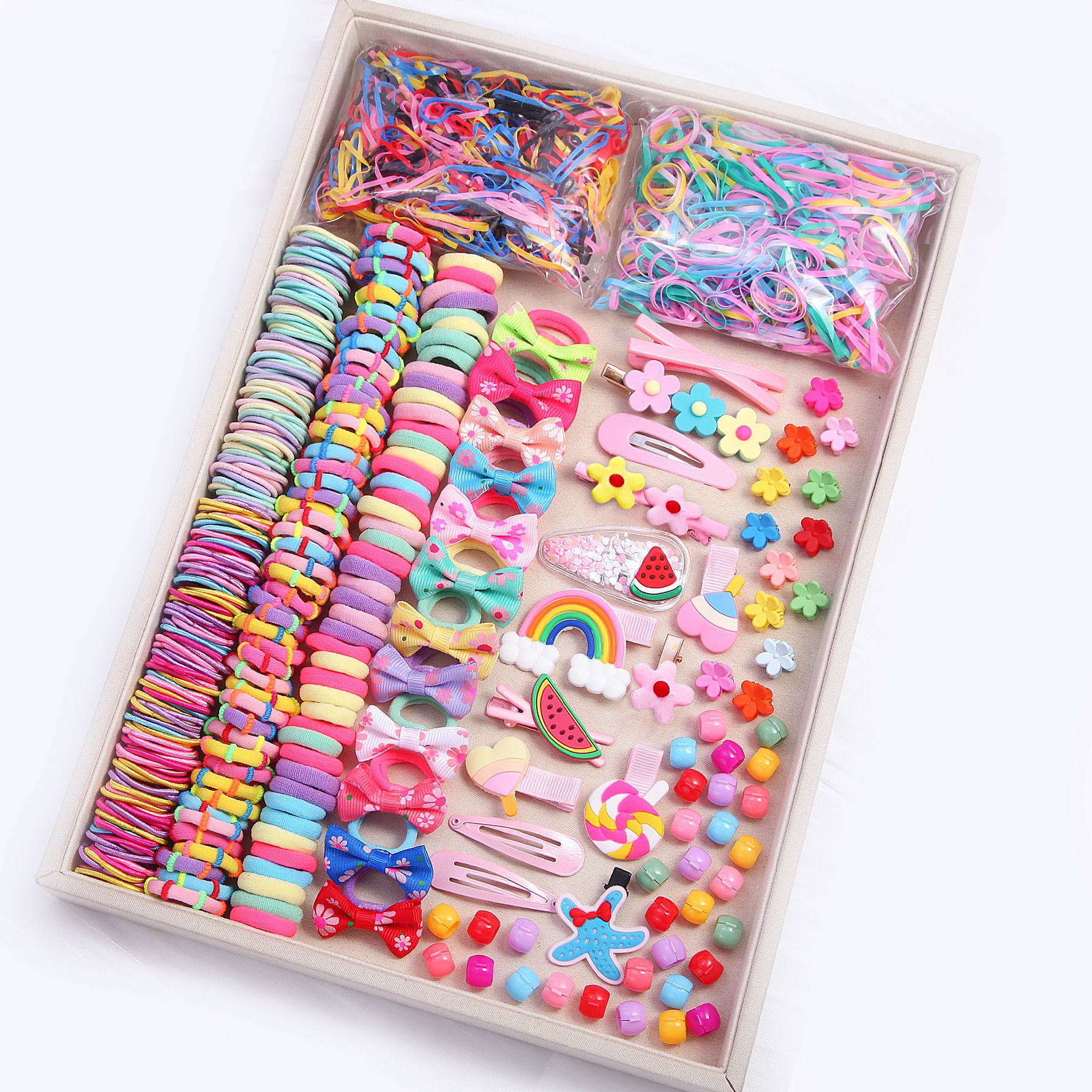 Tocado de los niños horquilla combinación traje caja de regalo banda de pelo del bebé chica clip lateral accesorios para el cabello chica princesa cuerda de pelo