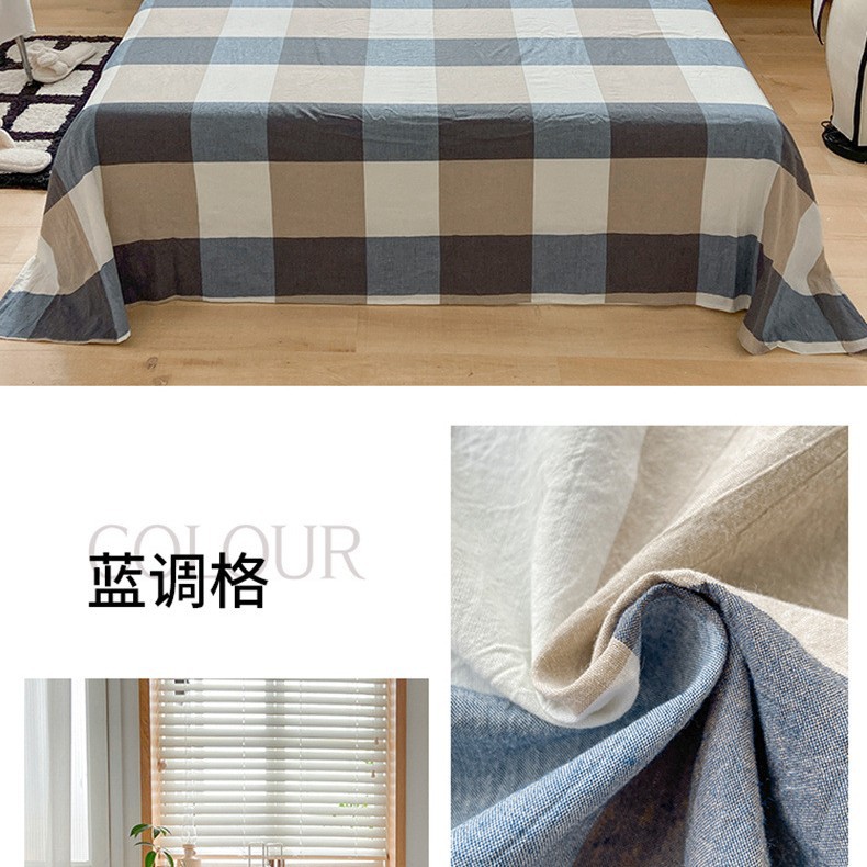 Sábanas engrosadas de algodón puro pieza única 100 algodón nuevo dormitorio de estudiantes azul edredón para dormir desnudo juego de tres piezas de funda de almohada individual