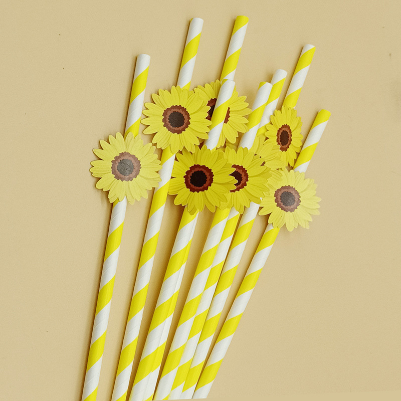 En stock creativo fiesta paja decoración serie con tarjeta pequeña flor girasol Margarita flor papel paja creativa