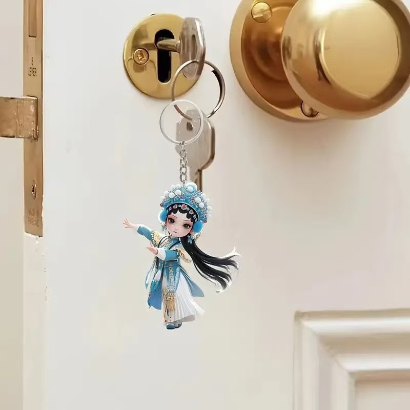 新しいかわいい小さな華丹妖精ペンダントアクリルクロスボーダーフラットインテリアバックミラー装飾キーホルダー|undefined