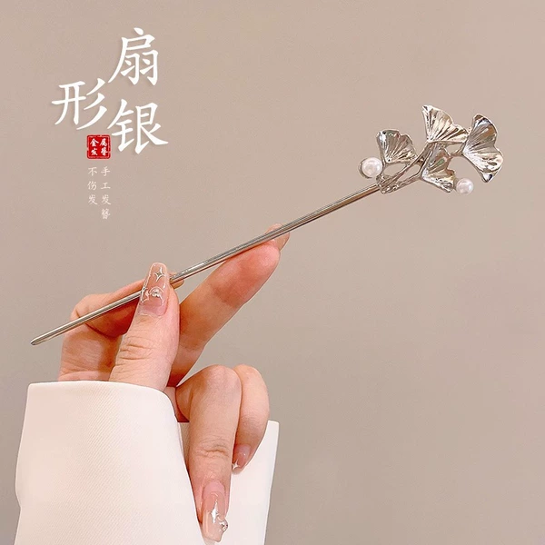 3#Pearl fan -shaped silver color
