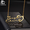 Fashionable necklace stainless steel with letters, trend chain for key bag , accessory, Amazon