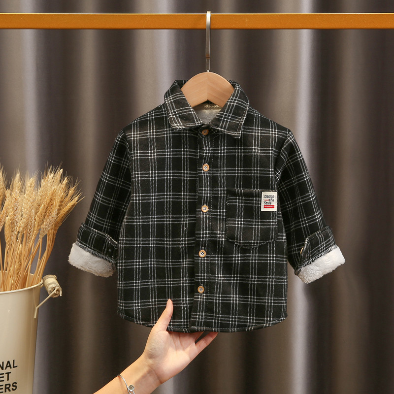 Camisas para niños de invierno para niños coreanos nuevos hombres y mujeres personales de moda moda de ropa de niños a cuadros gruesos chaqueta