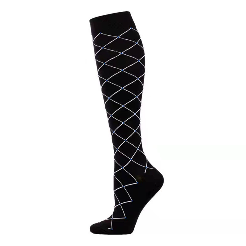 Compression Running Socks, Unisex Jacquard Knee-High Socks, Multiple Patterns, S/M & L/XL