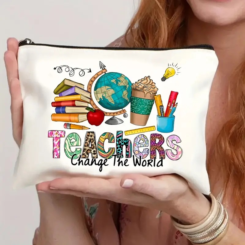 Bolsa de maquillaje transfronteriza para maestros regalo maestro cremallera bolsa impermeable Lino maquillaje bolsa de almacenamiento maestro regalo