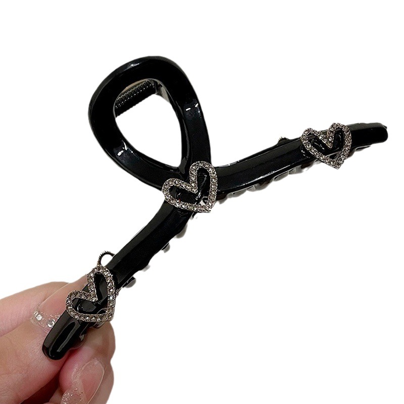 Clip de diamantes de imitación en forma de corazón clip grande tocado horquilla hembra horquilla trasera Internet celebridad clip de tiburón de alto grado exquisito