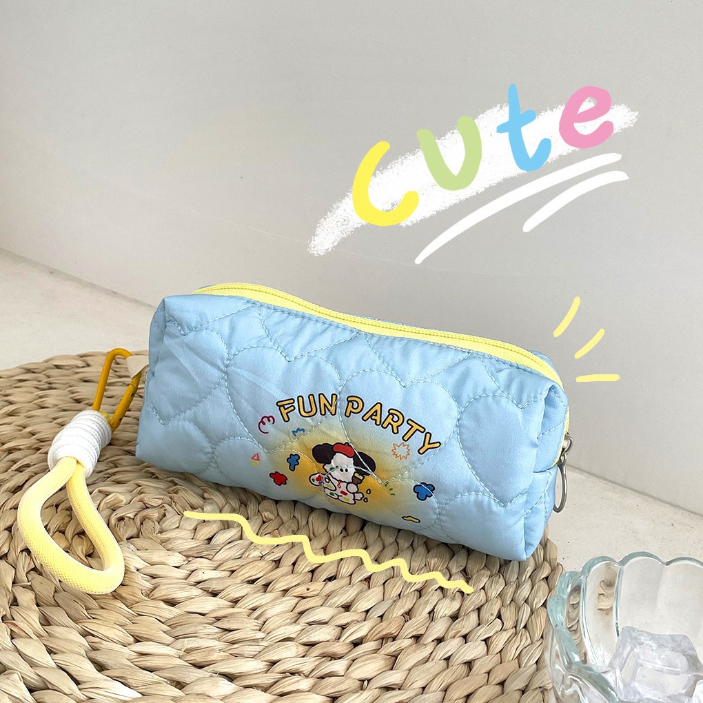 Puppy Painter estuche acolchado (azul) + colgante cuerda trenzada-blanco y amarillo