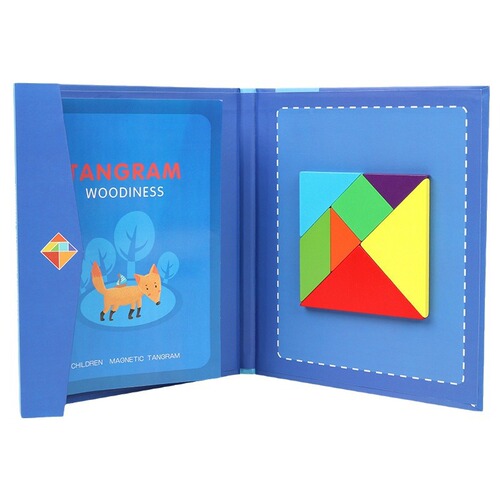 Magnetic Tangram Intellectual Puzzle Tangram Teaching Aids Math Geometric Shape Cognition Toy for Primary School Students Competition