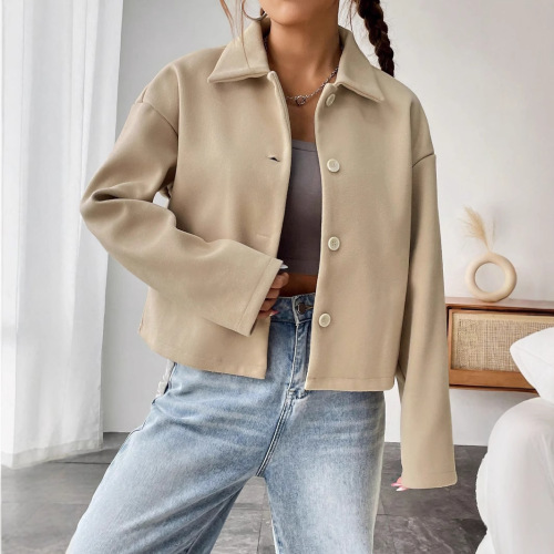 53177 Women's European and American INS Long-Sleeve Stylish Collarless Jacket