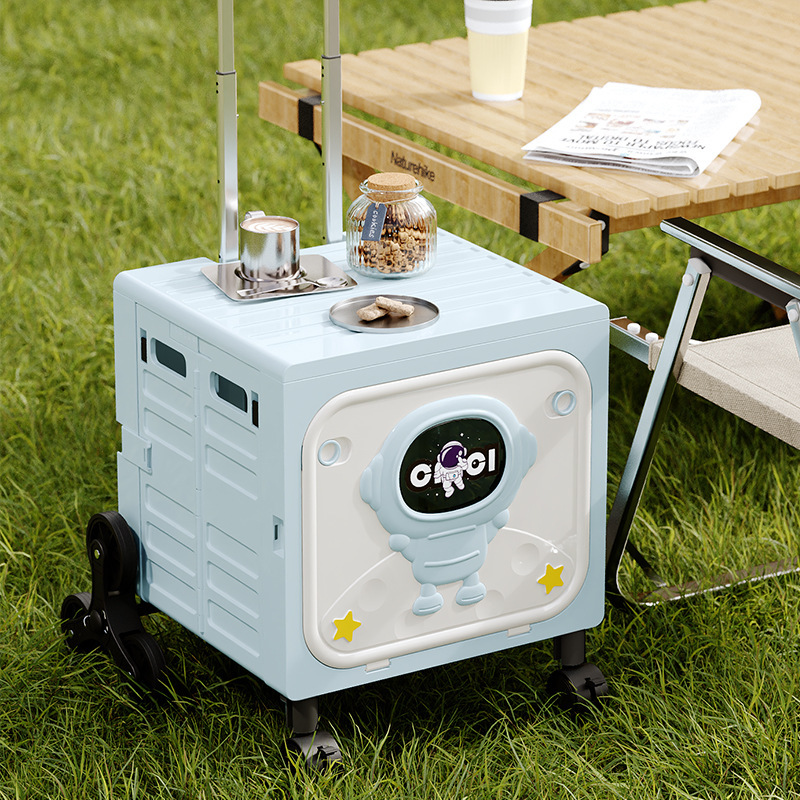 Dopamine Foldable Grocery Cart Large Capacity Dustproof Shopping Cart Outdoor Camping Picnic Trolley Storage Box