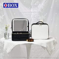 2024新款LED帶燈化妝包高顏值帶鏡子化妝箱便攜手提大容量收納包