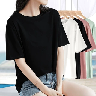 常规基础款莫代尔棉质宽松五分短半袖t恤女2024年新款纯色上衣薄