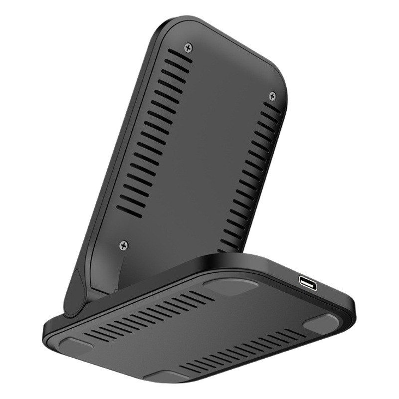 Vertical de escritorio inalámbrico de carga rápida plegable soporte de teléfono móvil cargador inalámbrico de doble bobina de carga inalámbrica 15W