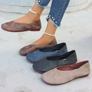 Soft pu Cover Slip On Flats Comfortable Women's Round Toe