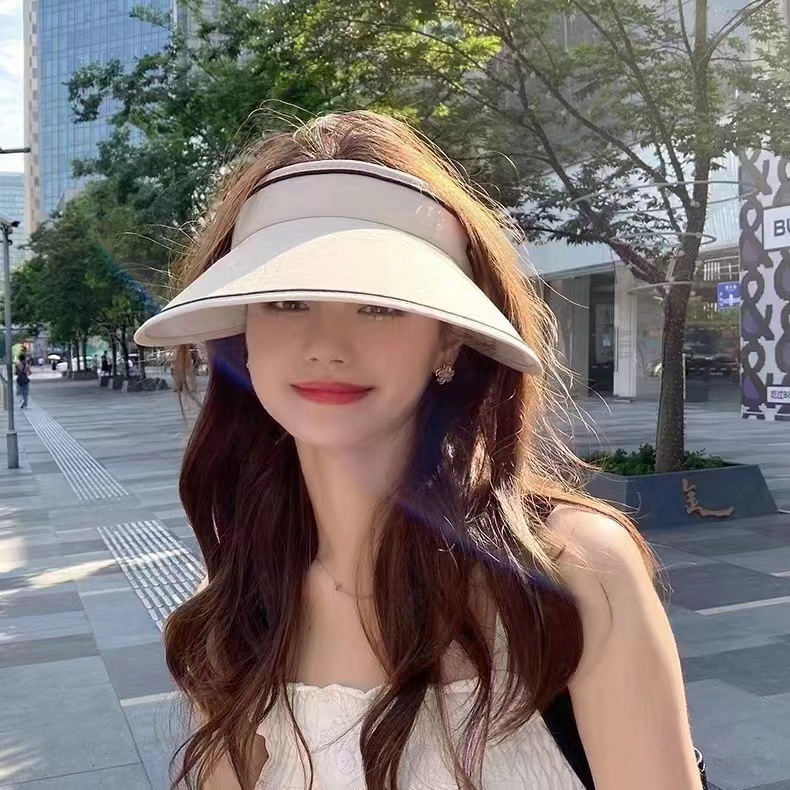 夏季UV防晒女帽遮紫外线时尚大帽檐显脸小空顶遮阳太阳帽户外百搭
