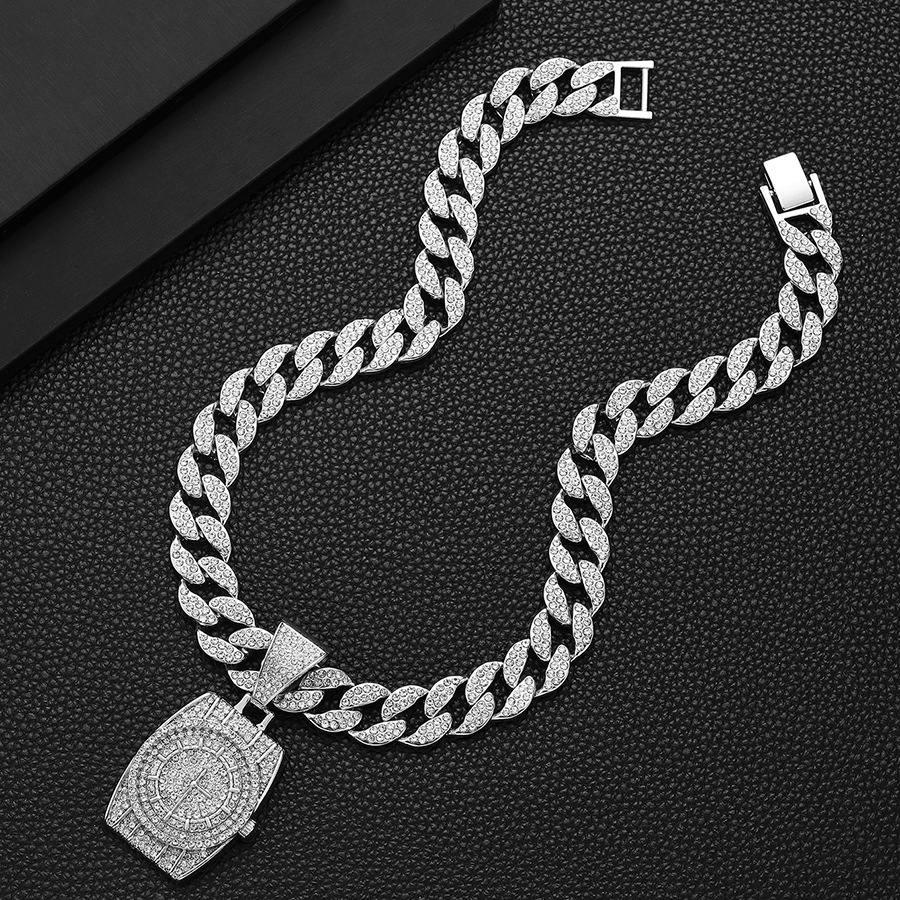 Men's niche full diamond watch, hip-hop punk choker pendant, versatile Cuban necklace_voghion.com