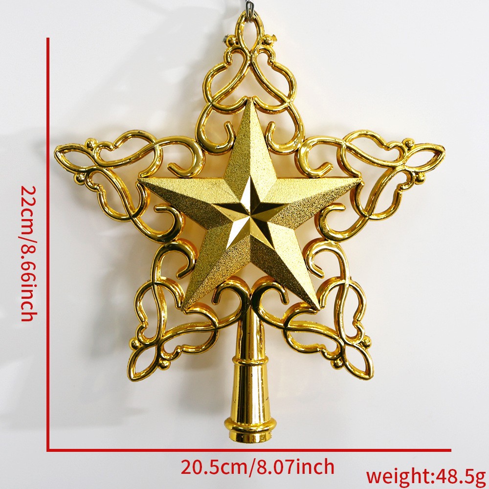 Nuevo árbol de Navidad, estrella de cinco puntas recortada, estrella estéreo radiante, adornos navideños con purpurina, decoraciones navideñas