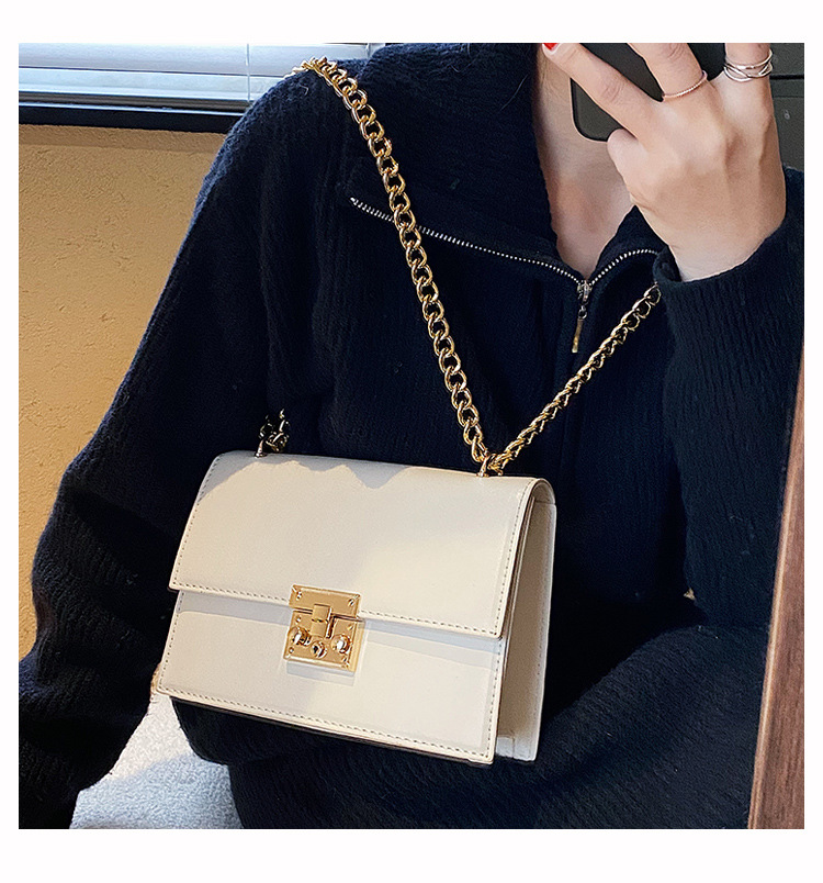 Fashion New Solid Color Lock One-shoulder Square Klein Blue Bag display picture 2