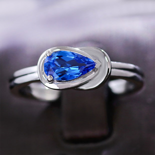 Tiktok Hot-Selling Gemstone Ring K Gold Cultured Sapphire Ring for Women Niche High-End Light Luxury Couple Rings Wedding Rings