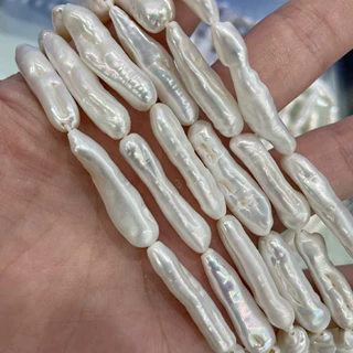 精美天然淡水7*30mm巴洛克小银条裸珠 DIY手工珍珠项链半成品配饰