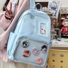 纯色大容量双肩包女ins学院风软妹少女百搭透明痛包学生上课书包